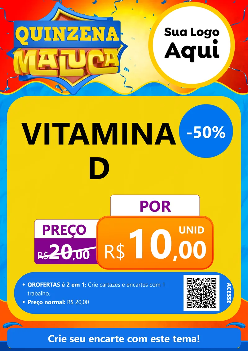 Modelo de Cartaz para Cartaz A4 Vertical com o tema Quinzena Maluca para Farmácia