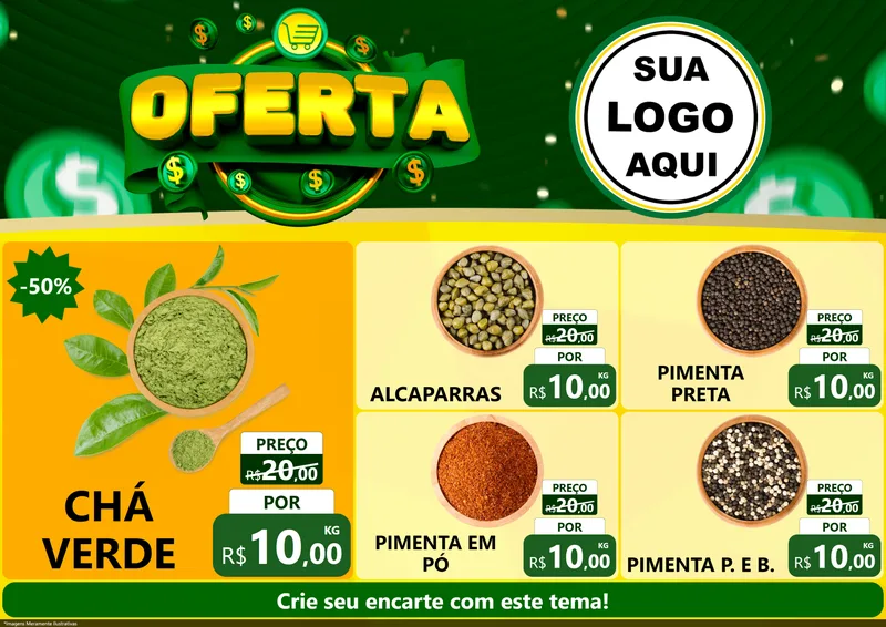 Modelo de Encarte para Encarte A4 Horizontal com o tema Oferta para Produtos Naturais