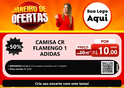 Modelo de Cartaz para Cartaz A4 Horizontal com o tema Janeiro de Ofertas para Roupas e acessórios