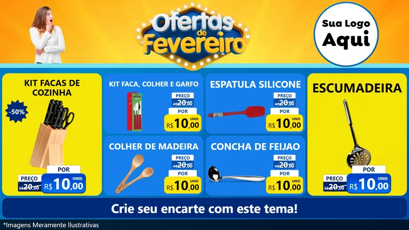 Modelo de TV para TV Horizontal com o tema Ofertas de Fevereiro para Utilidades Domésticas