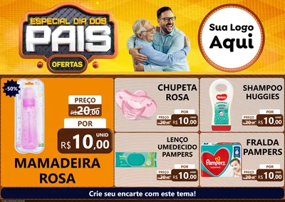 Modelo de Encarte para Encarte A4 Horizontal com o tema Especial Dia dos Pais para Bebês