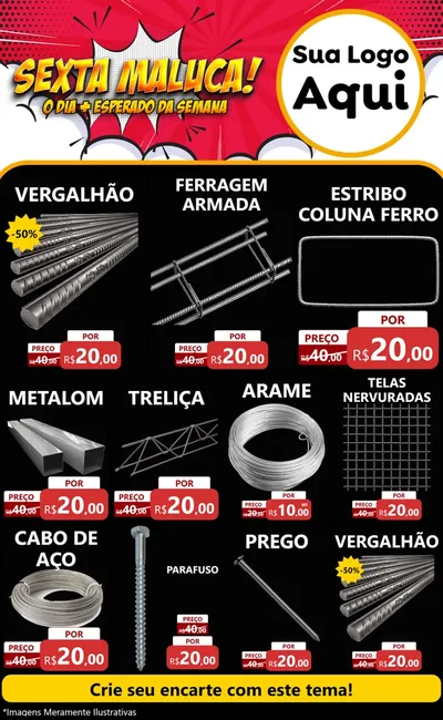 Modelo de Encarte para Encarte Grande com o tema Sexta Maluca! para Ferragens