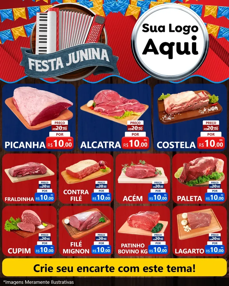 Modelo de Rede Social para Feed Instagram com o tema Festa Junina para Açougue