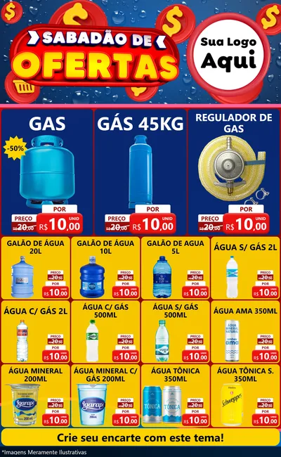 Modelo de Encarte para Encarte Grande com o tema Sabadão de Ofertas para Água e gás