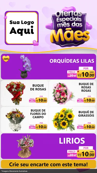 Modelo de TV para TV Vertical com o tema Ofertas Especiais - Mês das Mães para Floricultura e jardim