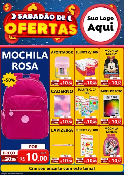 Modelo de Encarte para Encarte A4 Vertical com o tema Sabadão de Ofertas para Papelaria