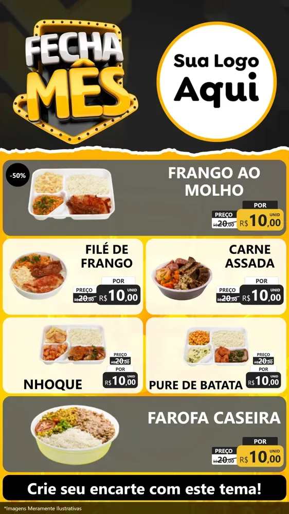 Modelo de TV para TV Vertical com o tema Fecha Mês para Restaurante