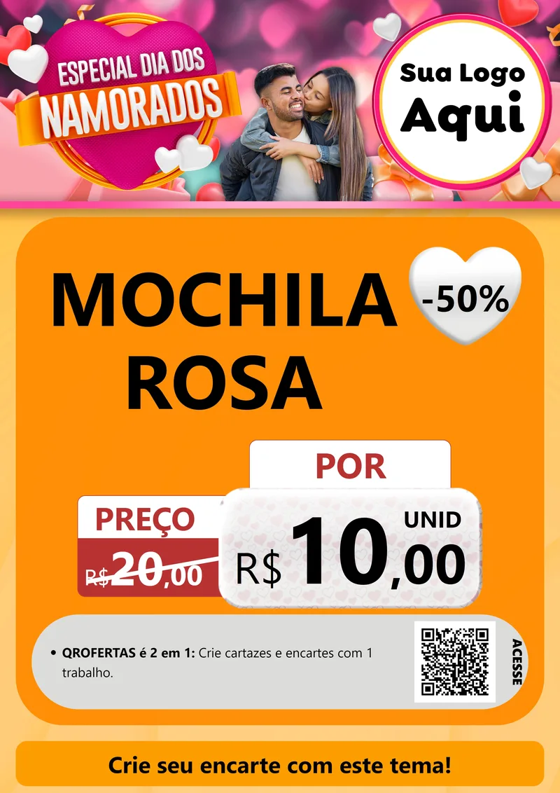 Modelo de Cartaz para Cartaz A4 Vertical com o tema Especial Dia dos Namorados para Papelaria