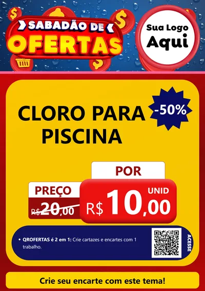 Modelo de Cartaz para Cartaz A4 Vertical com o tema Sabadão de Ofertas para Produtos para Piscina