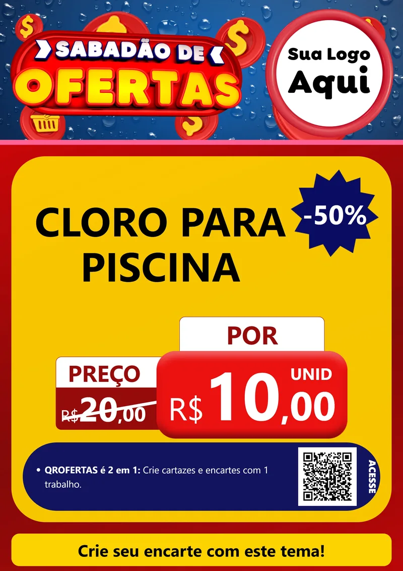 Modelo de Cartaz para Cartaz A4 Vertical com o tema Sabadão de Ofertas para Produtos para Piscina