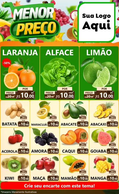 Modelo de Encarte para Encarte Grande com o tema Menor Preço para Hortifrúti