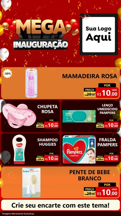 Modelo de TV para TV Vertical com o tema Mega Inauguração para Bebês