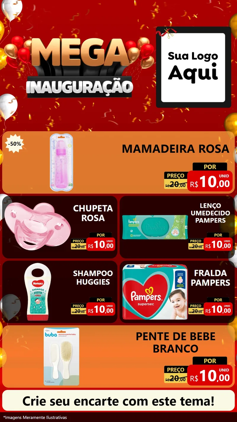 Modelo de TV para TV Vertical com o tema Mega Inauguração para Bebês