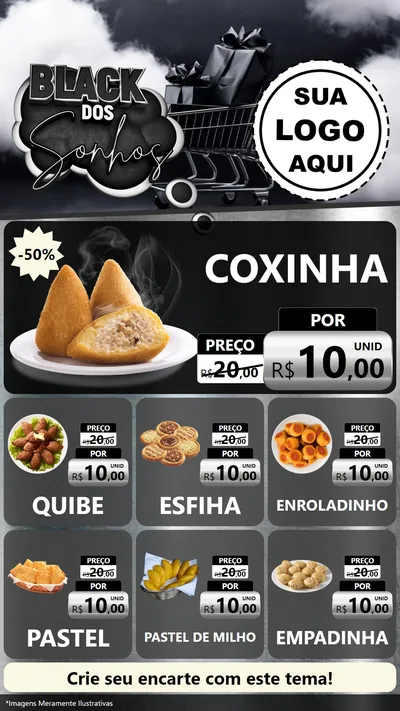 Modelo de Rede Social para Stories com o tema Black dos Sonhos para Salgadaria