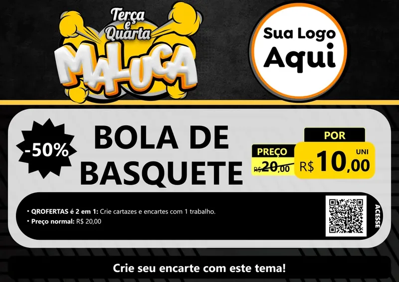 Modelo de Cartaz para Cartaz A4 Horizontal com o tema Terça e Quarta Maluca para Artigos Esportivos
