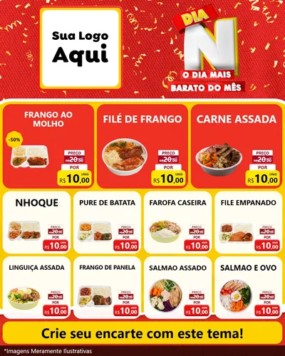Modelo de Rede Social para Feed Instagram com o tema Dia N o Dia Mais Barato do Mês para Restaurante