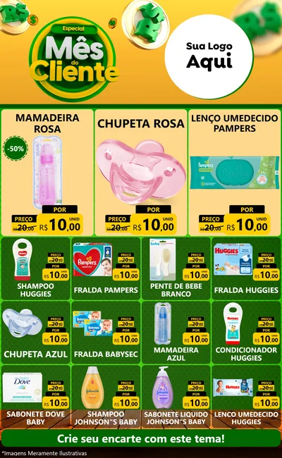 Modelo de Encarte para Encarte Grande com o tema Especial Mês do Cliente para Bebês