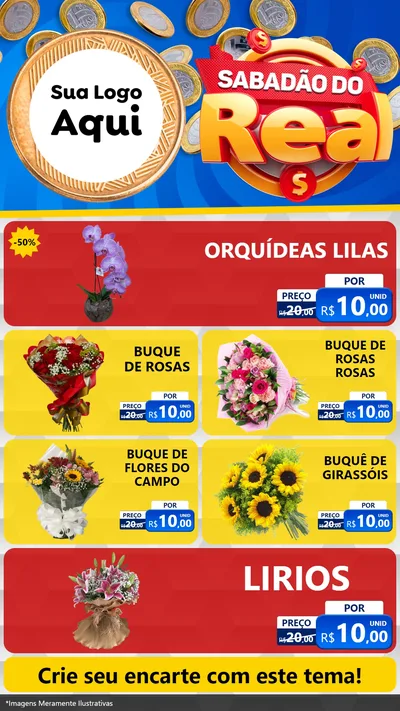 Modelo de TV para TV Vertical com o tema Sabadão do Real para Floricultura e jardim