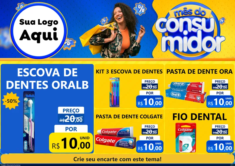 Modelo de Encarte para Encarte A4 Horizontal com o tema Mês do Consumidor para Higiene Pessoal