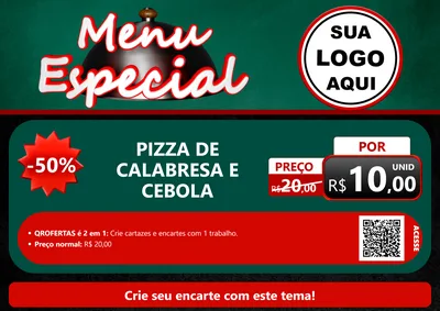 Modelo de Cartaz para Cartaz A4 Horizontal com o tema Menu Especial para Pizzaria