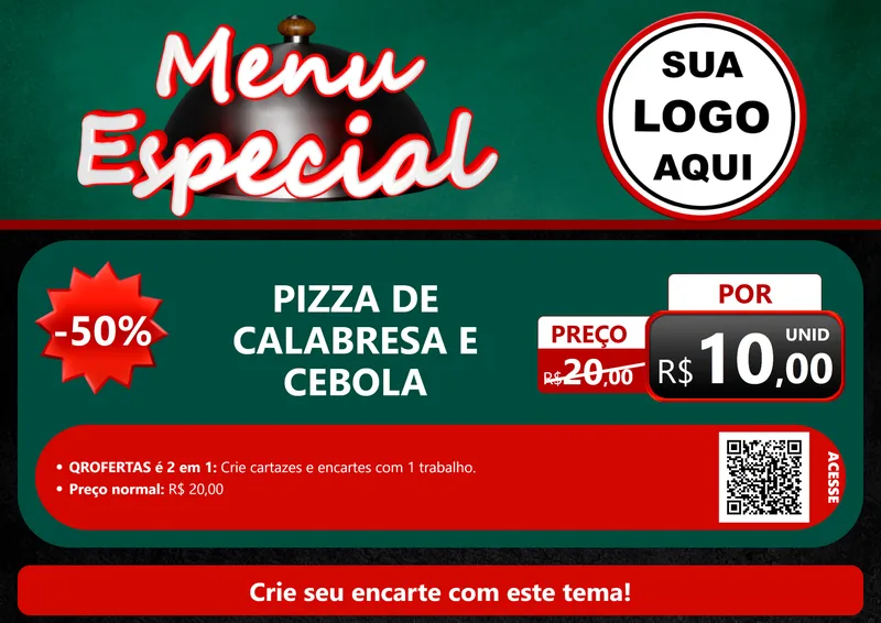 Modelo de Cartaz para Cartaz A4 Horizontal com o tema Menu Especial para Pizzaria
