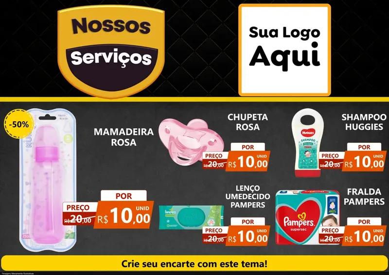 Modelo de Encarte para Encarte A4 Horizontal com o tema Nossos Serviços para Bebês