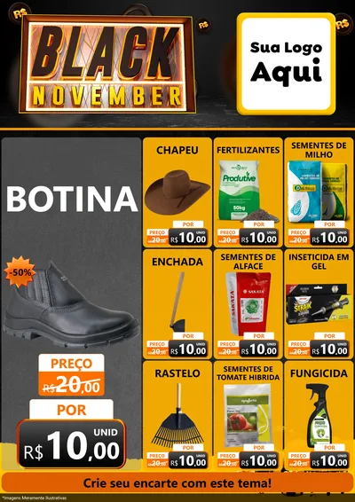 Modelo de Encarte para Encarte A4 Vertical com o tema Black November para Agropecuária