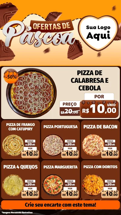 Modelo de Rede Social para Stories com o tema Ofertas de Páscoa para Pizzaria