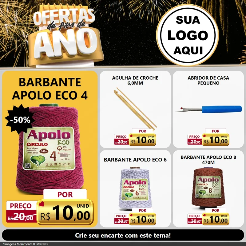 Modelo de Rede Social para Feed Facebook com o tema Ofertas de Fim de Ano para Armarinho e Aviamentos