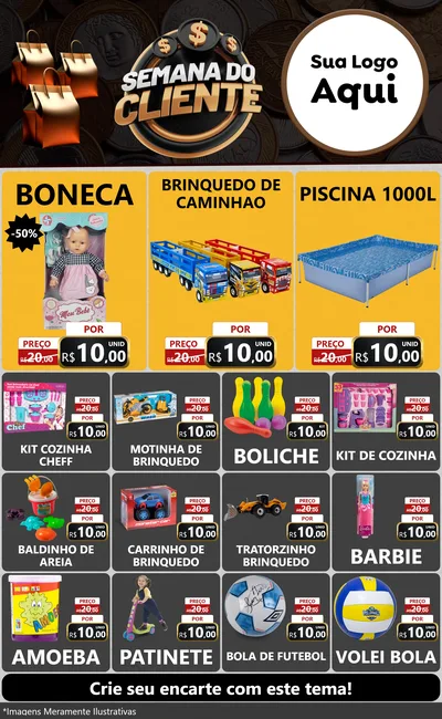 Modelo de Encarte para Encarte Grande com o tema Semana do Cliente para Brinquedos