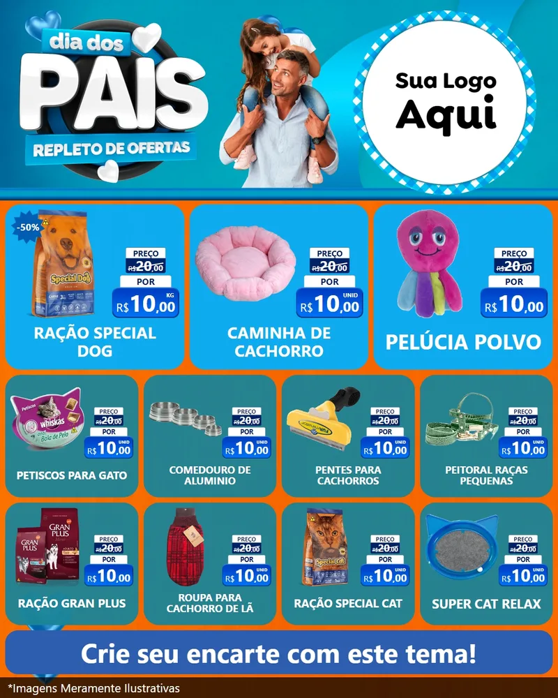 Modelo de Rede Social para Feed Instagram com o tema Dia Dos Pais Repleto de Ofertas para Pet Shop