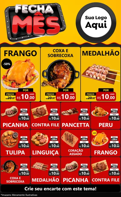 Modelo de Encarte para Encarte Grande com o tema Fecha Mês para Assados