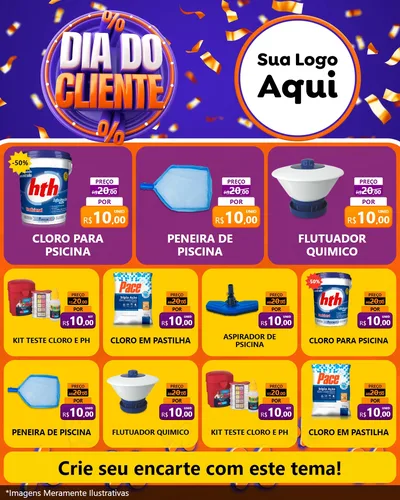 Modelo de Rede Social para Feed Instagram com o tema Dia do Cliente para Produtos para Piscina