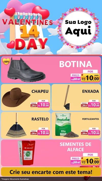 Modelo de TV para TV Vertical com o tema Valentine's Day para Agropecuária
