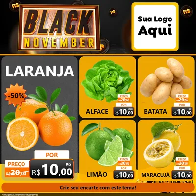Modelo de Rede Social para Feed Facebook com o tema Black November para Hortifrúti