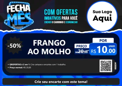 Modelo de Cartaz para Cartaz A4 Horizontal com o tema Fecha Mês para Restaurante