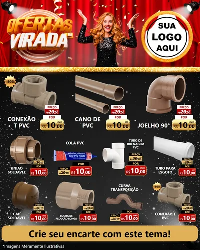 Modelo de Rede Social para Feed Instagram com o tema Ofertas da Virada para Tubos e conexões