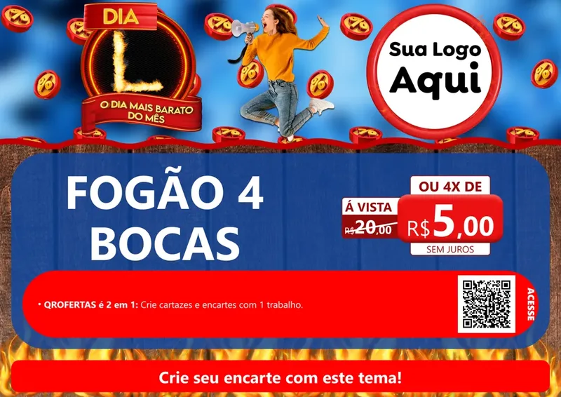 Modelo de Cartaz para Cartaz A4 Horizontal com o tema Dia L - O Dia Mais Barato Do Mês para Móveis e Eletro