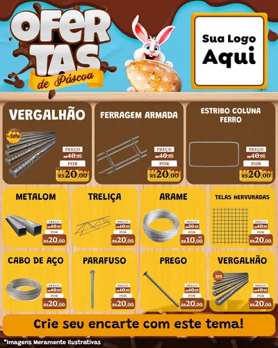 Modelo de Rede Social para Feed Instagram com o tema Ofertas de Páscoa para Ferragens