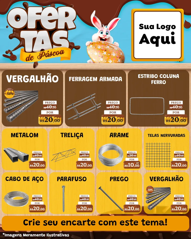 Modelo de Rede Social para Feed Instagram com o tema Ofertas de Páscoa para Ferragens