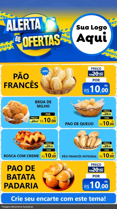 Modelo de TV para TV Vertical com o tema Alerta de Ofertas para Padaria