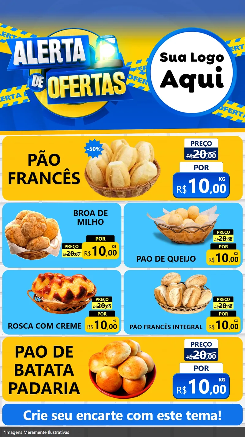 Modelo de TV para TV Vertical com o tema Alerta de Ofertas para Padaria