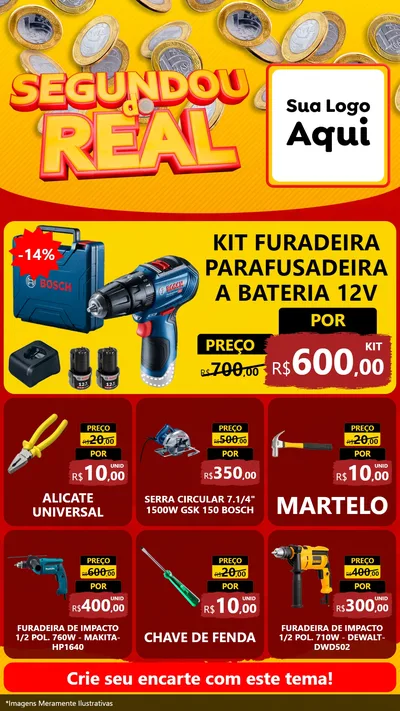 Modelo de Rede Social para Stories com o tema Segundou do Real para Maquinas e Ferramentas