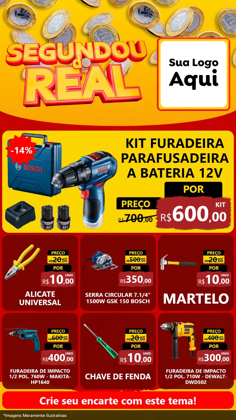 Modelo de Rede Social para Stories com o tema Segundou do Real para Maquinas e Ferramentas