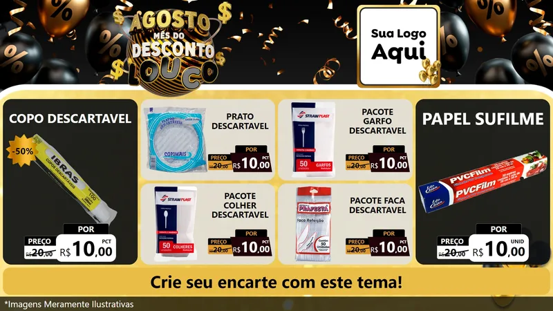 Modelo de TV para TV Horizontal com o tema Agosto Mês do Desconto Louco para Embalagens