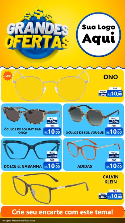 Modelo de TV para TV Vertical com o tema Grandes Ofertas para Óticas