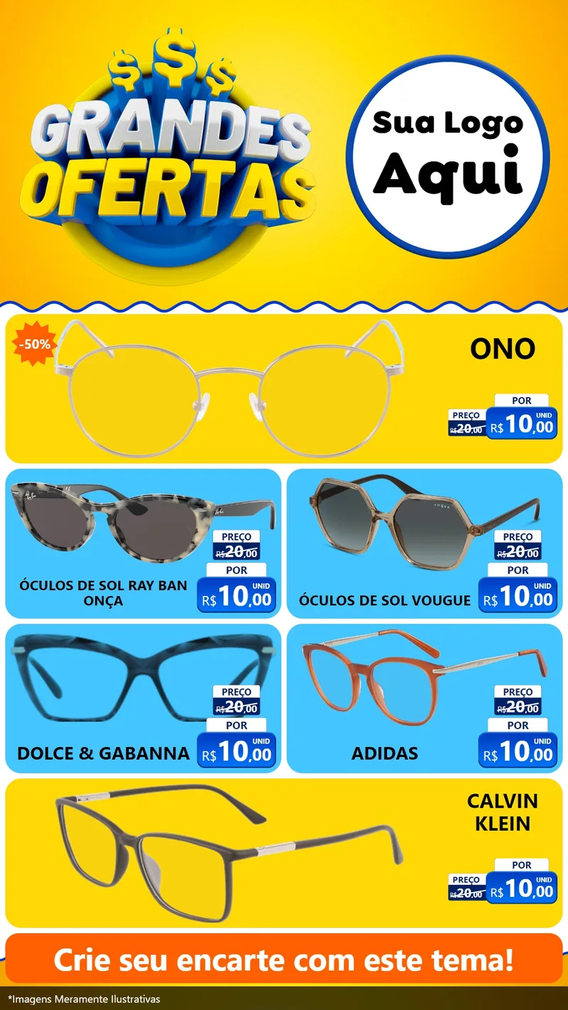 Modelo de TV para TV Vertical com o tema Grandes Ofertas para Óticas