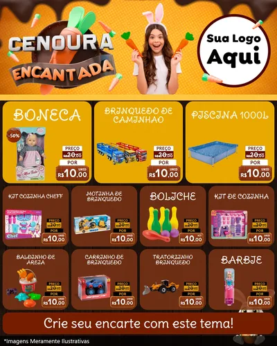 Modelo de Rede Social para Feed Instagram com o tema Cenoura Encantada - Páscoa para Brinquedos