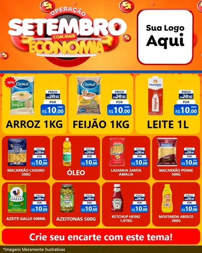 Modelo de Rede Social para Feed Instagram com o tema Operação Setembro Com Muita Economia para Supermercado