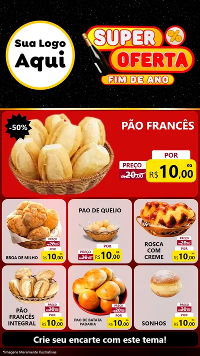 Modelo de Rede Social para Stories com o tema Super Oferta Fim de Ano para Padaria